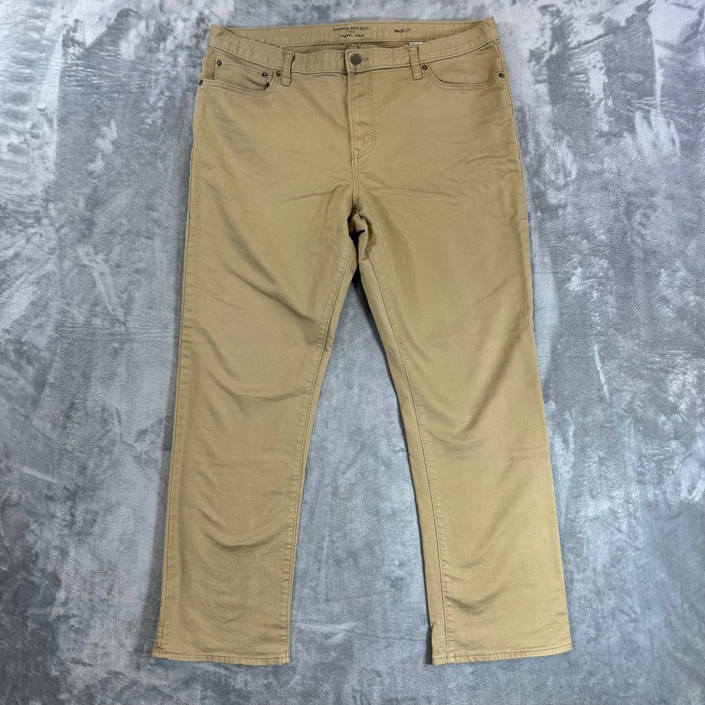 Banana Republic Slim Fit Travel Jeans Mens Size 38x32 Khaki Tan Cotton Stretch